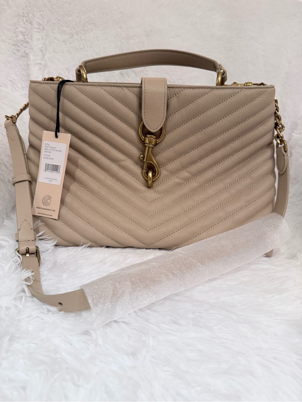 ✨ REBECCA MINKOFF Edie Quilted  Chevron Leather Satchel – NEW w/ TAGS ✨